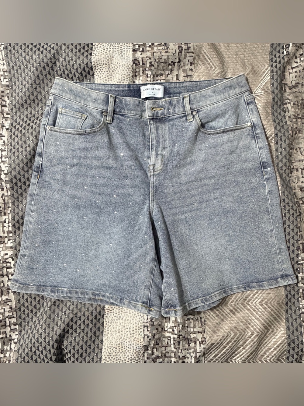Lane Bryant Light Blue Denim Rhinestone Embellished  Shorts